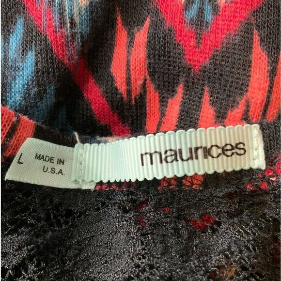 Maurices Top Womens Large Multicolor Aztec Print Floral Lace Long Sleeves Casual - Picture 9 of 10